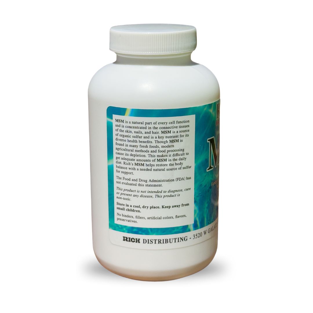 Rich's MSM Maximum Strength 1200 mg Tablet Bottle Safety Information