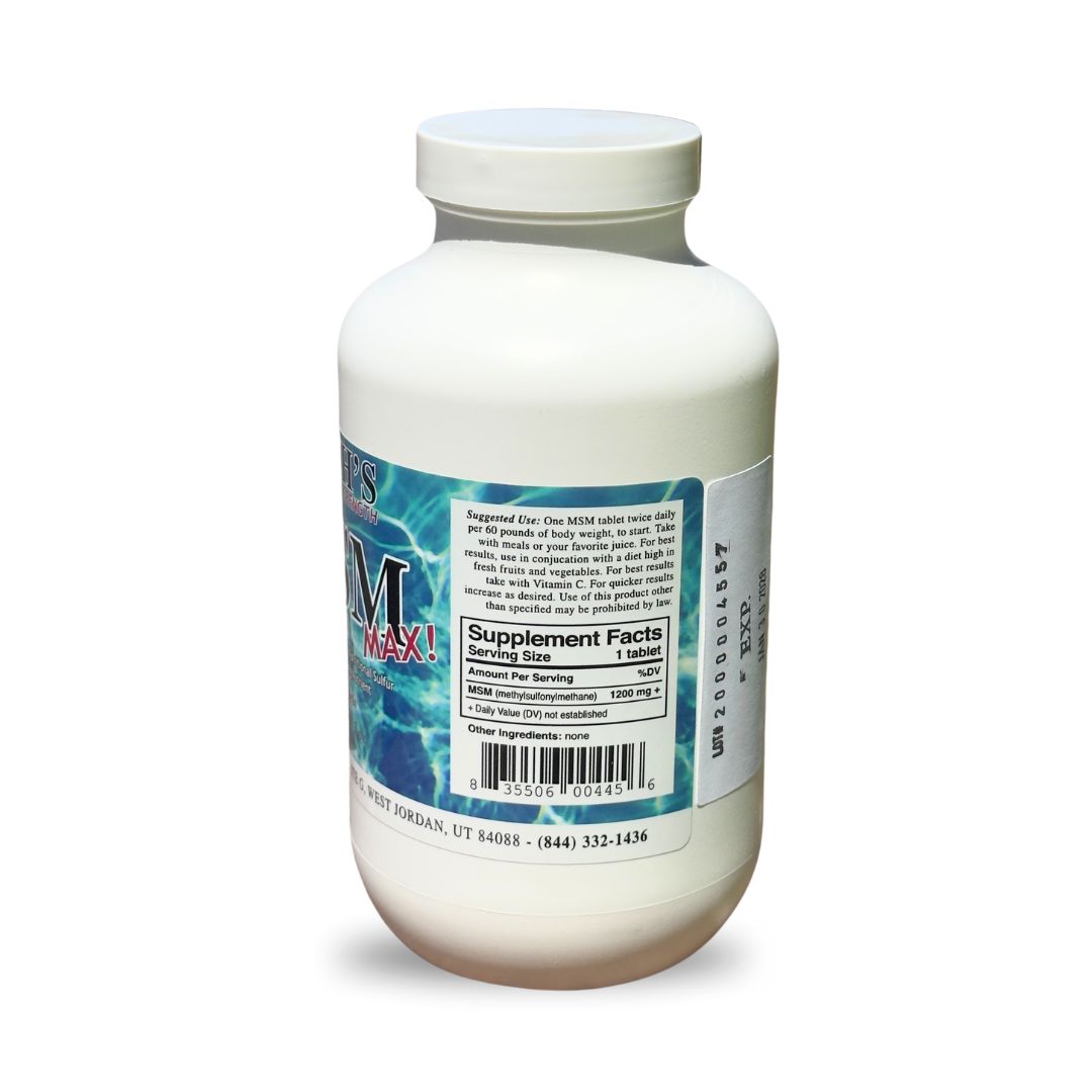 Rich's MSM Maximum Strength 500 1200 mg Tablet Bottle Supplement Facts